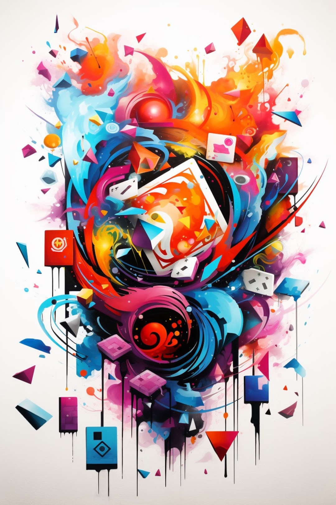 Pixel Stream Abstract Gamer Art Print Etsy