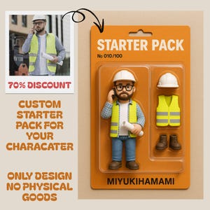Custom Starter Pack Portrait, Personalized Portrait 3D Blister Toy Art, Retro Starter Pack Style Gift, Custom Action Figure, Digital File