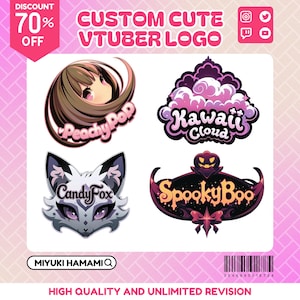 Custom Vtuber Logo kawaii, cute and Animated for stream twitch, kick, youtube That perfectly represents your Vtuber and PNGtuber Character