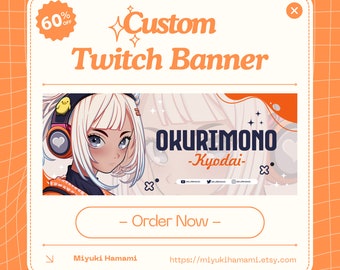 Bannière Twitch personnalisée | Historique du profil | Kawaii mignon | Bannière Twitch Anime | En-tête | Bannière Youtube | Bannière Discord | Bannière coup de pied