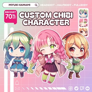 Custom Chibi Character | Couple Chibi | Cute Anime Chibi | Chibi Commission | Kawaii Portrait | Chibi Logo Panel Discord | Fanart Gift