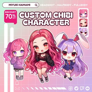 Chibi personalizado, personaje chibi, retrato kawaii, retrato de pareja, fanart chibi, regalo de San Valentín, anime chibi, chibi pfp, mascota chibi