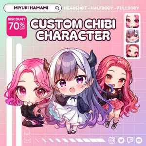 Custom Chibi Anime Character | Cute PFP Pet Logo Emotes | Couple Chibi | Vtuber Original Character | Cartoon Chibi Fanart Art