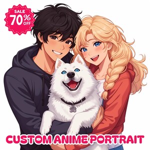 Custom Anime Portrait | Couple Gift, Custom Anime Art, Cute Cartoon Anime Portrait, Family Portrait, Personalized, Anniversary, Birthday