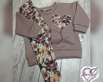 Baby Set / Mädchen Set / Blumen Applikation/Größe 68,74,80