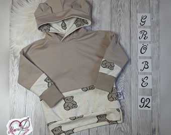 Mini Diggy Bärig cool /Hoodie/Beige/Kapuze/Bärenohren/Größe 92+104