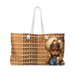 Schwarzes Mädchen Magische Kaffee Liebhaber Weekender Tasche, Braune Mädchen Tasche, Weekender Bag