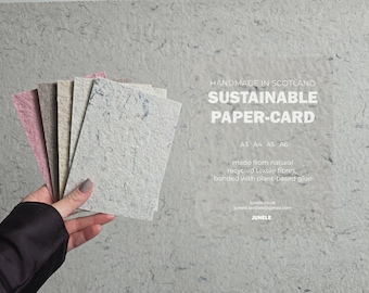 Handmade Eco Paper – A6/A5/A4/A3 Sizes – Cardboard-Like. Textured. Made from Natural Fibre Waste and Plant Based Glue. Biodegradable