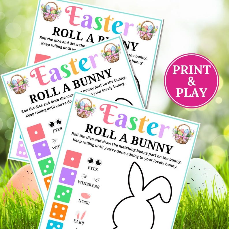 Easter Roll A Bunny Game, Easter Dice Game, Easter Bunny Roll the Dice ...