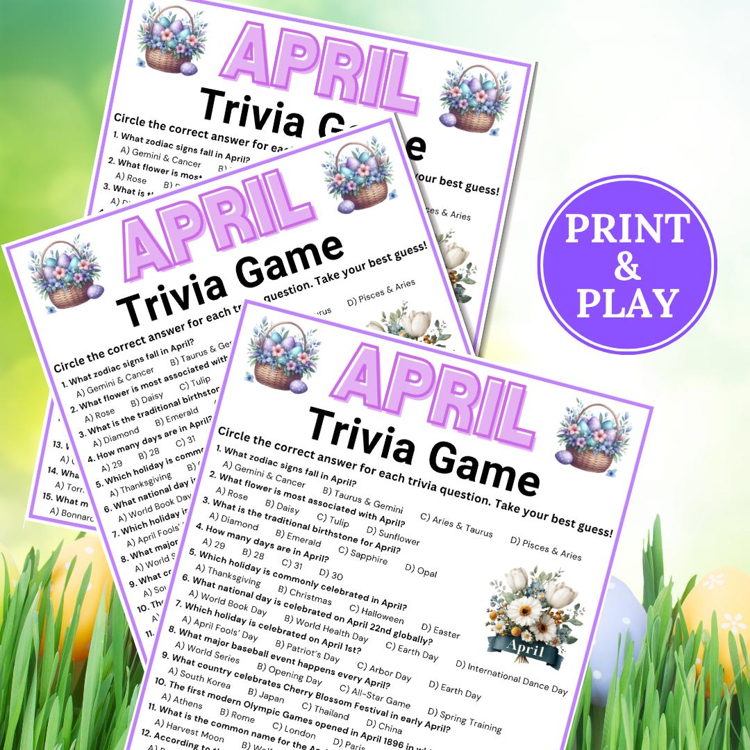 April Trivia Game, Holiday Trivia, Month Quiz, Spring Season Game ...