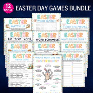 Easter Games Bundle, Printable Easter Party Games, Easter Games, Easter Classroom Games for Kids & Adults, Easter Family Games, Office Game