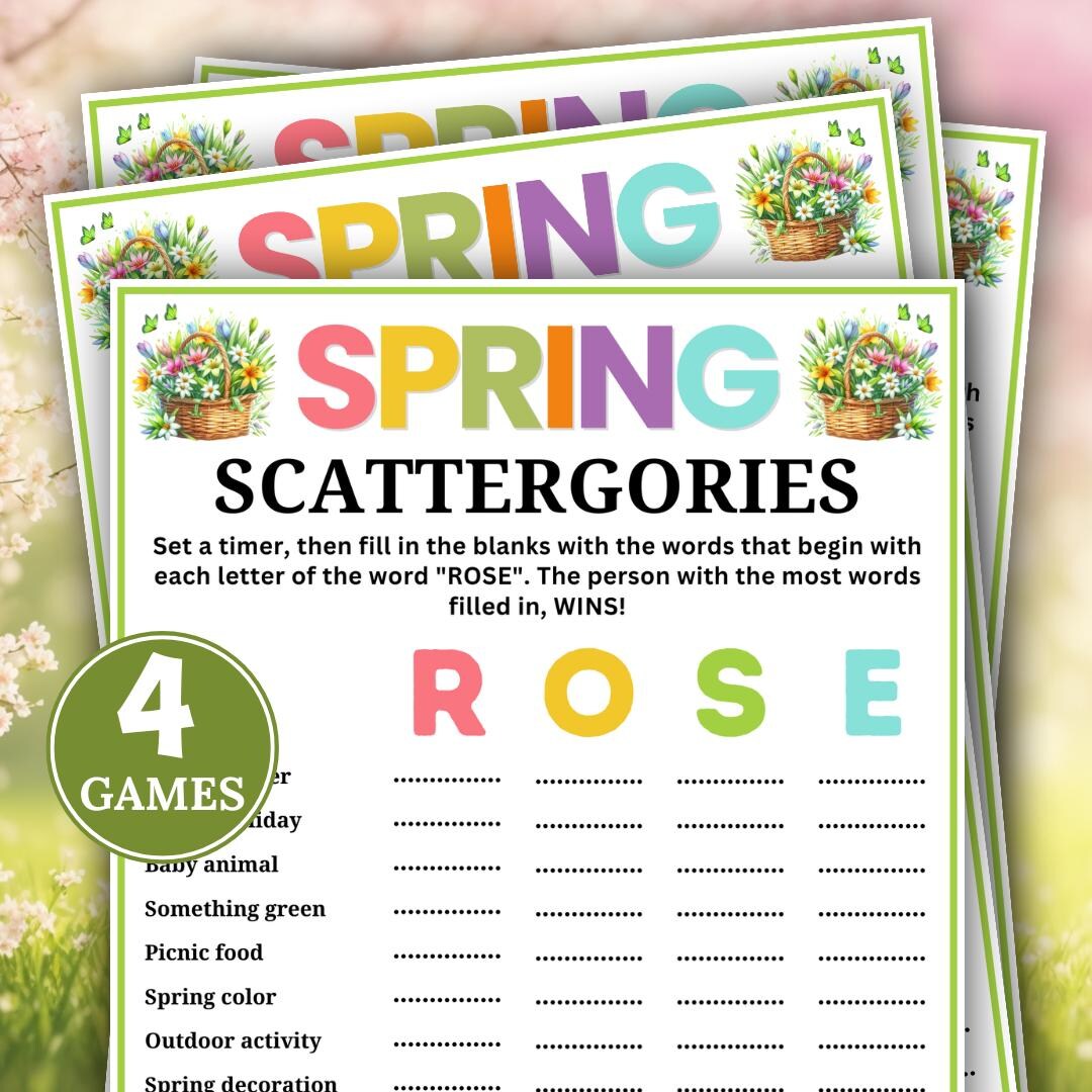 Spring Scattergories Game, Printable Spring Game, Category Challenge ...