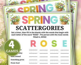 Spring Scattergories Game, Printable Spring Game, Category Challenge, Spring Party Game, Spring Activity, Classroom Game,Family Holiday Game