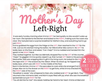 Mother’s Day Left-Right Game, Pass the Prize Gift Exchange Game, Family Reunion, Printable Mother’s Day Party Games, Mother’s Day Story Game