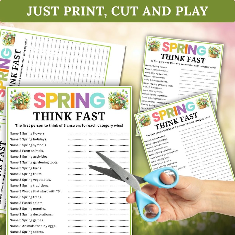 Spring Think Fast Game, Think Quick, Spring Trivia, Spring Party Games ...