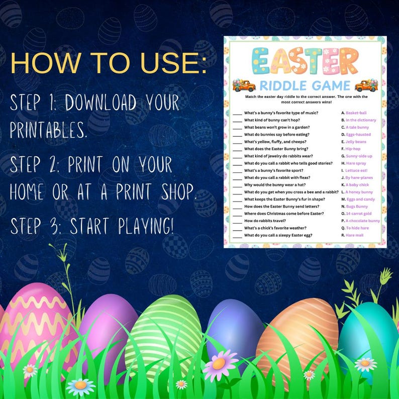 Easter Day Riddles Easter Day Riddle Game, Printable Easter Day Party Games, Easter Who Am ...