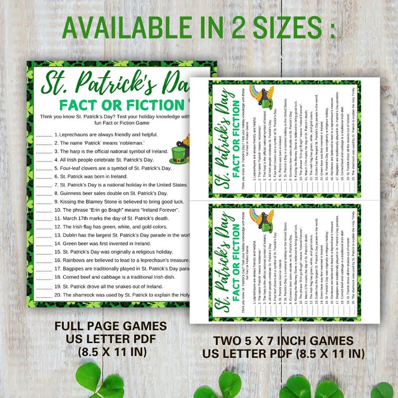 Printable St. Patrick's Games Digital Download