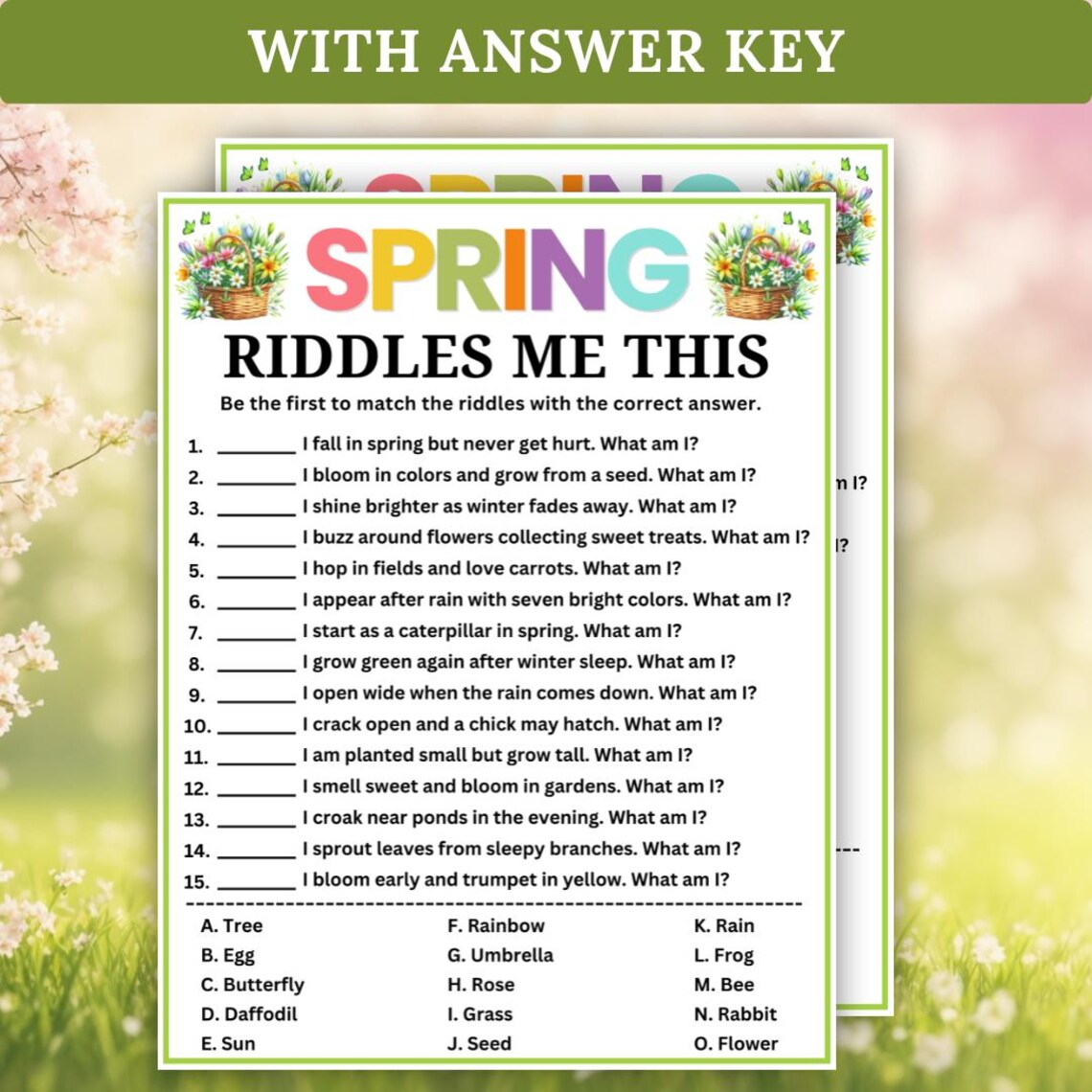 Spring Riddles Game, Riddle Me This, Holiday Riddles Game, Jokes Game ...
