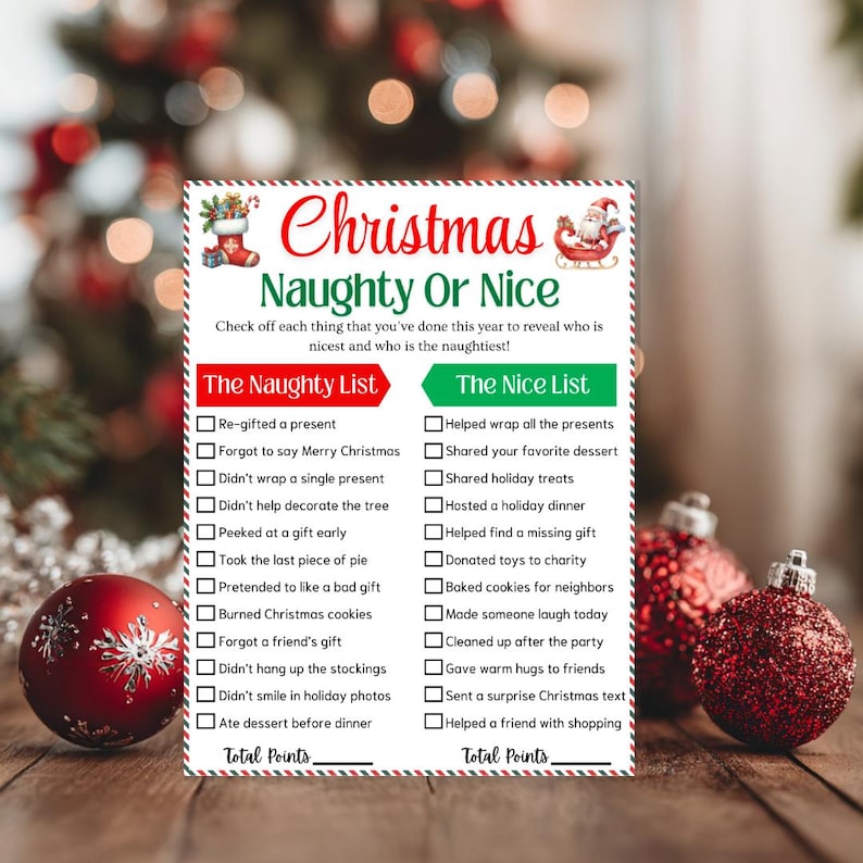 Christmas Naughty or Nice Game, Christmas Party Game, Christmas Quiz