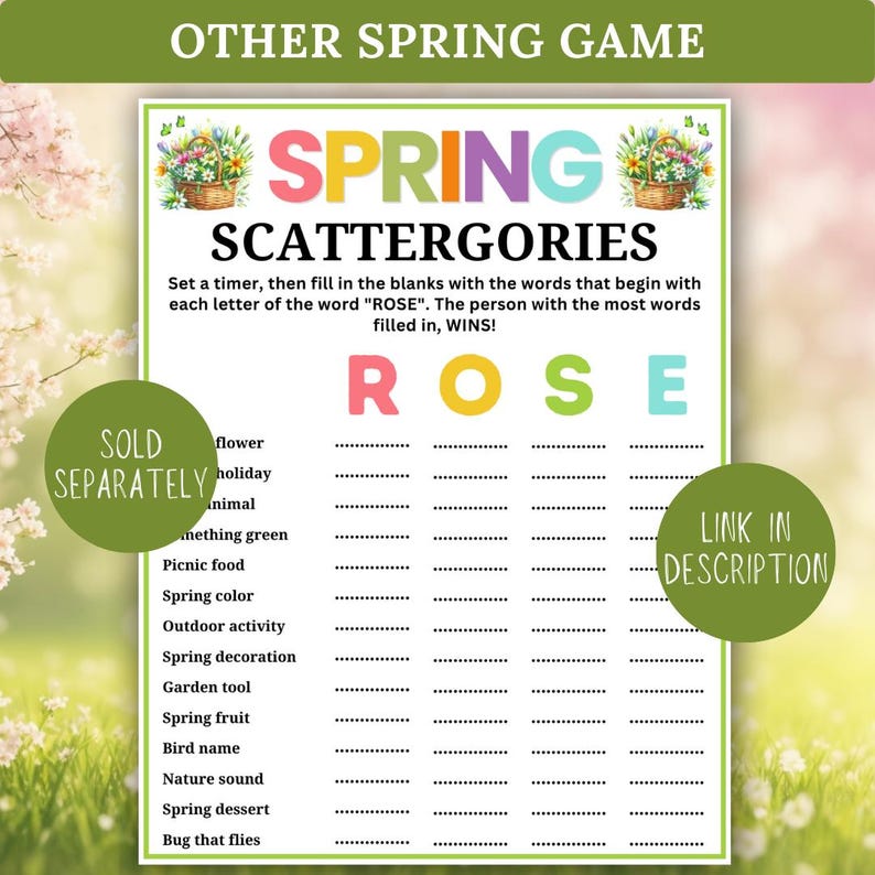 Spring Mad Libs Game Printable | Funny Fill-in-the-Blank Party Activity for All Ages, Games for Spring Party
Spring Mad Libs Style Story Game – Printable Spring Fill-in-the-Blanks Funny Word Game, Spring Party Games, PDF Download
Mad Libs - Spring, Floral Bridal Shower Game, Spring Family Feud, Spring Quizzes, Spring Trivia Adults, Spring Games Printable, Spring Games Women