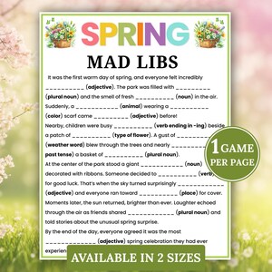 Spring Mad Libs | Spring Libs Games | Spring Party Games | Fun Spring Games | Family Spring Party Games | Spring Office Games
Spring Mad Libs | Printable Spring Game | Spring Activity for Kids and Adults | Family Activities for Spring Break | Classroom Game
Hello Spring Mad Libs Game, Fun Printable Group Spring Game for Kids Adults, Classroom Spring Activity, Office Spring Party Game Ice Breaker