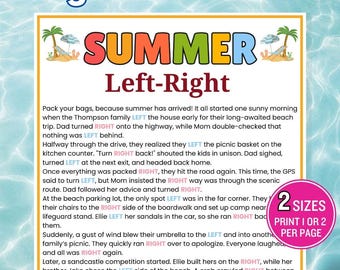 Juego de verano de izquierda a derecha, Juego de intercambio de regalos, Reunión familiar, Juegos imprimibles para fiestas de verano, Juegos de verano, Actividades de verano