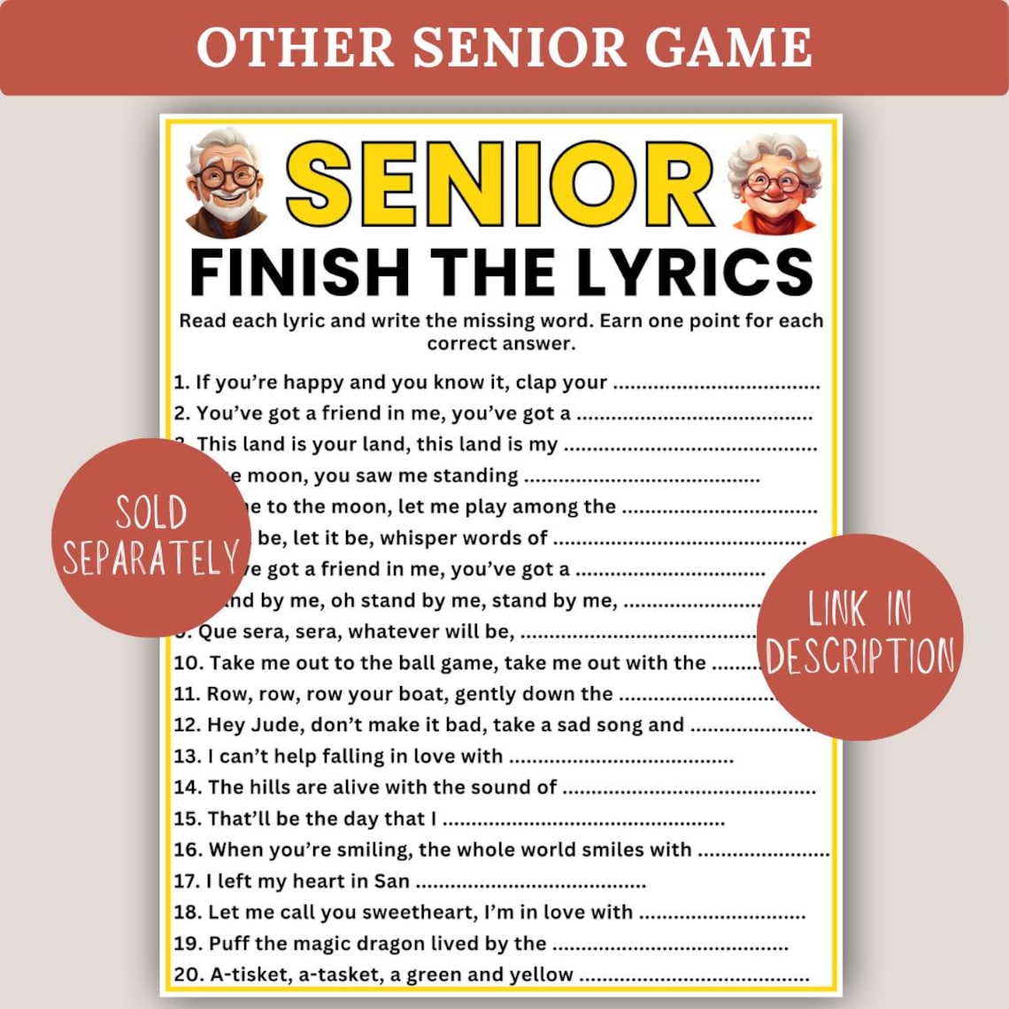 Slogan Riddles Senior Slogans Game, Trivia for Seniors, Senior Riddles, Senior Party ...