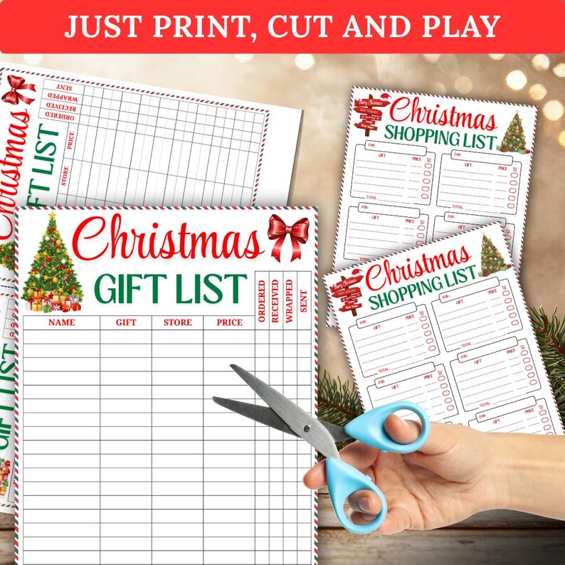 Christmas Gift List for Kids, Christmas Shopping List, Holiday Shopping