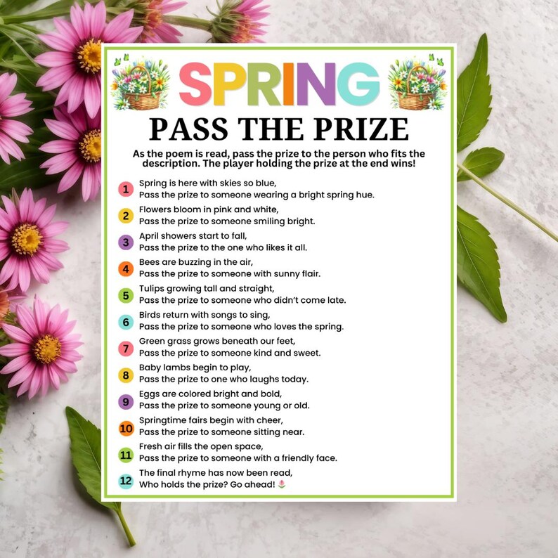 Spring Pass Spring Pass the Prize Game, Pass the Gift, Spring Game, Pass the Prize ...