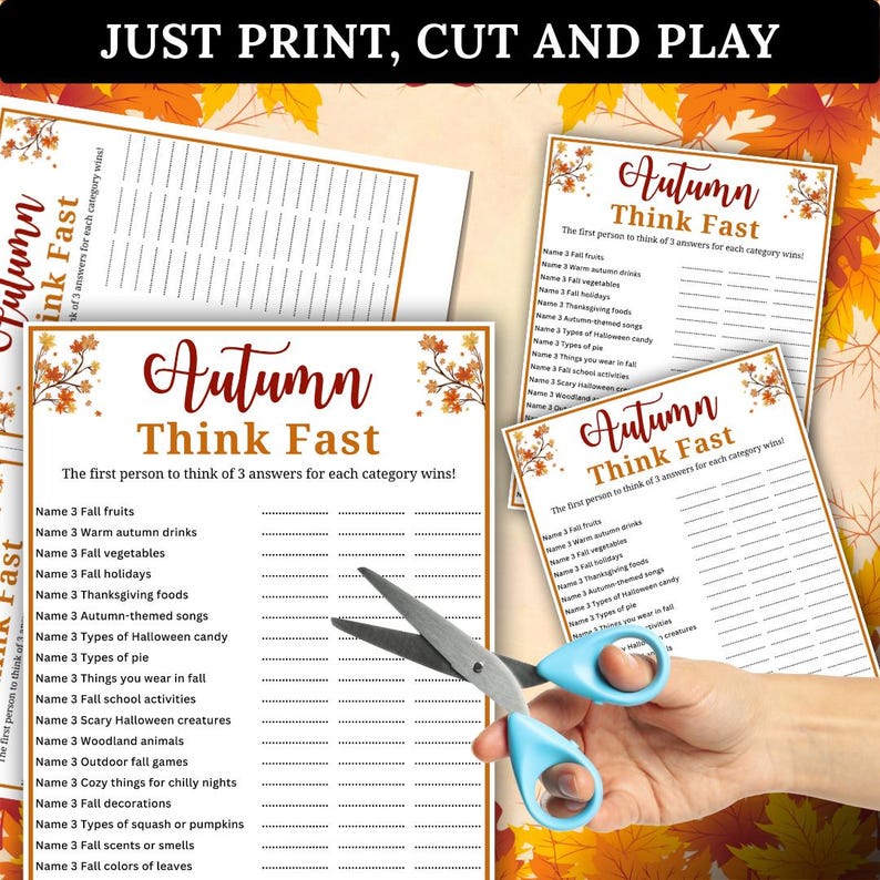 Fall Think Fast Game, Fall Trivia Game, Autumn Games, Icebreaker Game ...