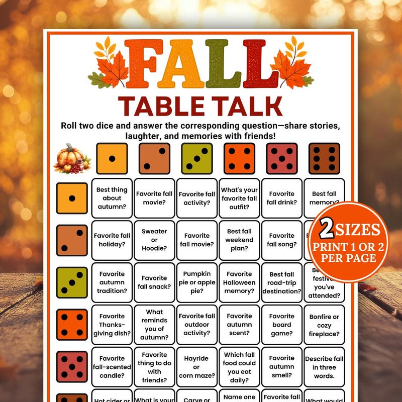 Fun Fall Cards Fall Talk Dice - Etsy