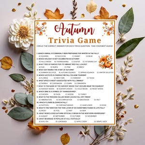 Autumn Trivia Game, Printable Autumn Games, Fall Games, Fall Trivia ...