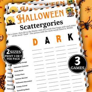 Halloween Scattergories Game, Halloween Party Game, Category Challenge, Fun Halloween Activity, Word Game, Halloween Teen Game, Family Games