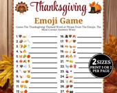 Thanksgiving Emoji Game, Thanksgiving Emoji Quiz, Emoji Guessing, Fall Trivia, Thanksgiving Party Game for Kids & Adults,Friendsgiving Games