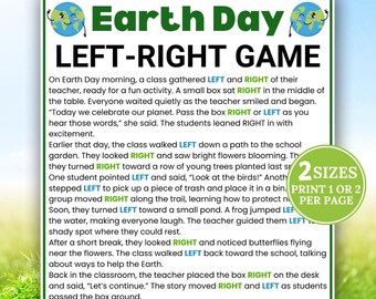 Earth Day Left Right, Left Right Game, Pass the Prize Game, Earth Day Game, Pass the Gift Exchange, Earth Day Party Game, Gift Swap Game