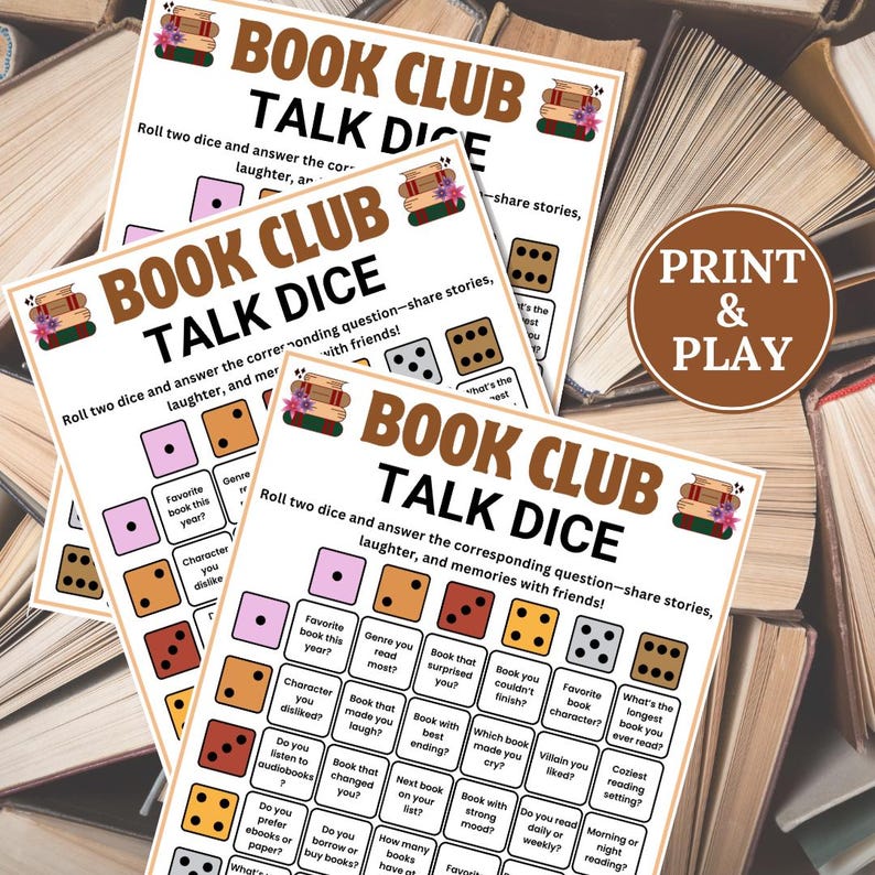 Book Club Talk Dice, Table Talk Dice, Book Club Discussion, Icebreaker ...