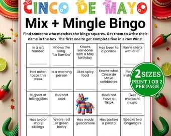 Cinco de Mayo Mix and Mingle Game, Get to Know You, Fiesta Party Game, Fiesta Game, Mexican Fiesta Game, Find The Guest, Icebreaker Activity