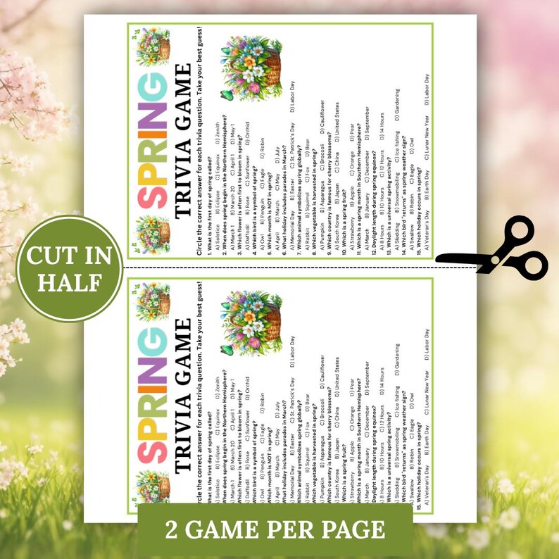 Spring Trivia Pdf Spring Trivia Game, Printable Spring Game, Spring Trivia Quiz, Spring ...
