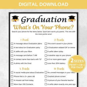 Graduation What&#39;s On Your Phone, Printable Graduation Party Game, Graduation Activity, What&#39;s In Your Phone, Grad party Games, Grad Games
