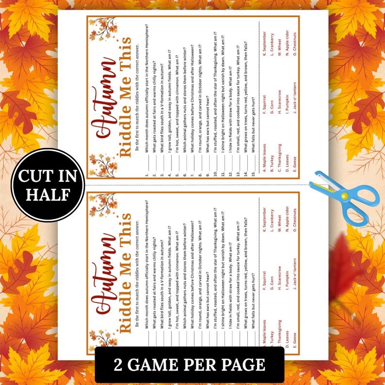 Autumn Riddles Game, Fall Riddle Me This Game, Fall Party Game for Kids ...