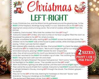 Christmas Left Right Game, Pass the Prize Gift Exchange Game, Family Party Games, Christmas Pass the Gift Game, Left Right Game Printable