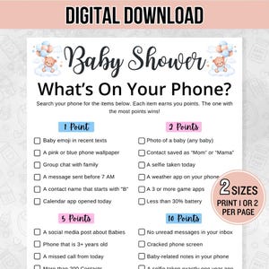 Baby Shower What&#39;s On Your Phone Game, Baby Shower Party Game, Printable Family Games, Baby Shower Activity, Phone Game, Icebreaker Game