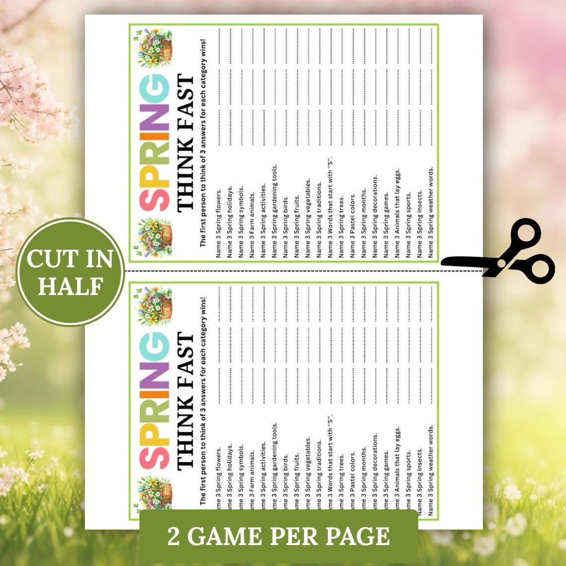 Spring Think Fast Game, Think Quick, Spring Trivia, Spring Party Games ...