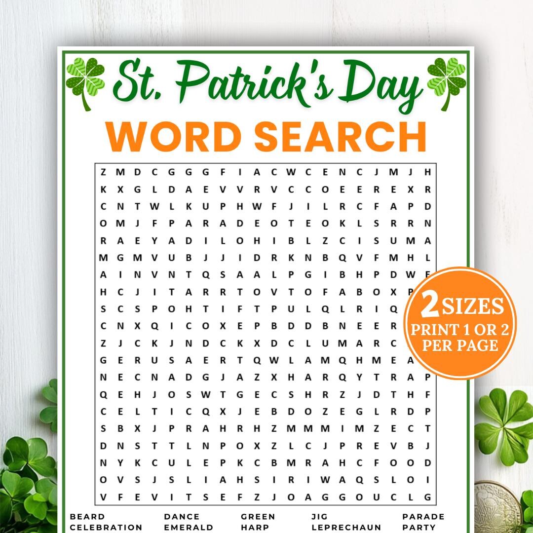 St Patrick’s Day Word Search, St Patrick Activity, Word Search Puzzle ...