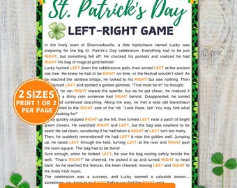 St. Patrick’s Day Left Right Game, Printable saint patricks Games, Pass the Prize Gift Exchange Game, Fun Youth Group Games for kids Adults