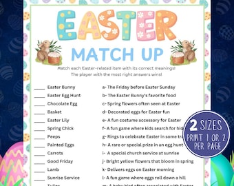 Easter Candy Match Up Game, Easter Trivia Quiz, Printable Easter Classroom, Easter Party Games, Family Game, Easter Activities for All Ages