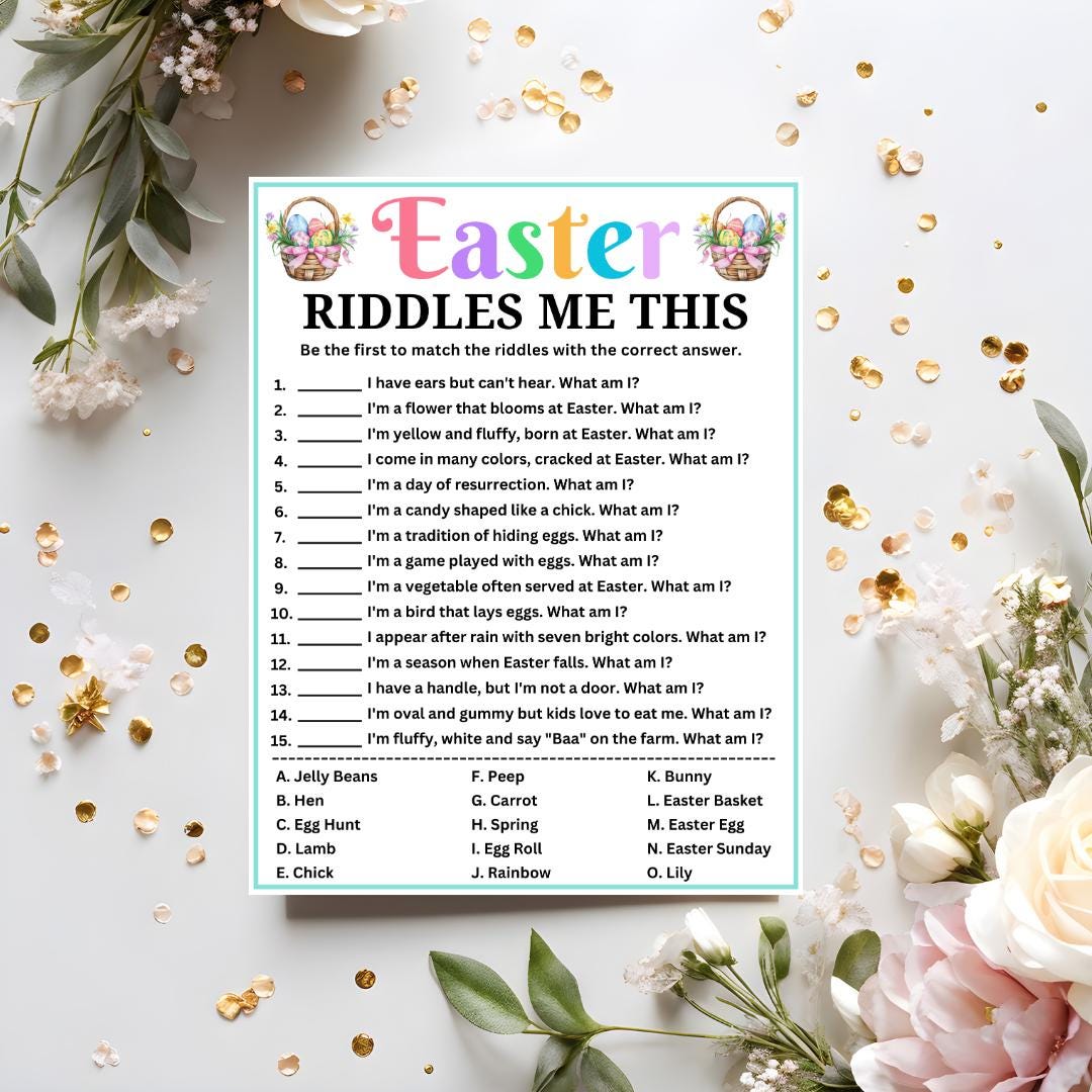 Easter Riddles Game, Easter Riddle Me This, Holiday Riddles Game, Jokes ...