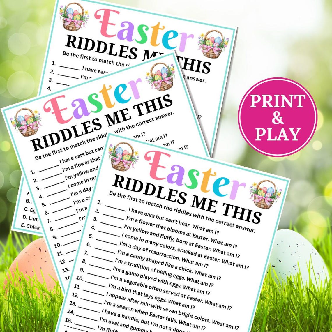 Easter Riddles Game, Easter Riddle Me This, Holiday Riddles Game, Jokes ...