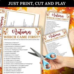 Fall Trivia Game, Fall Break Which Came First Quiz, Autumn Office Party Game, Holiday Family Game Night,Party Printable Quiz