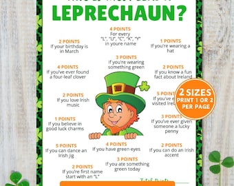 St. Patricks Day Games, Who Is Most Like a Leprechaun, Leprechaun Game, Printable Party Activity, Icebreaker for Adults & Kids, Group Games